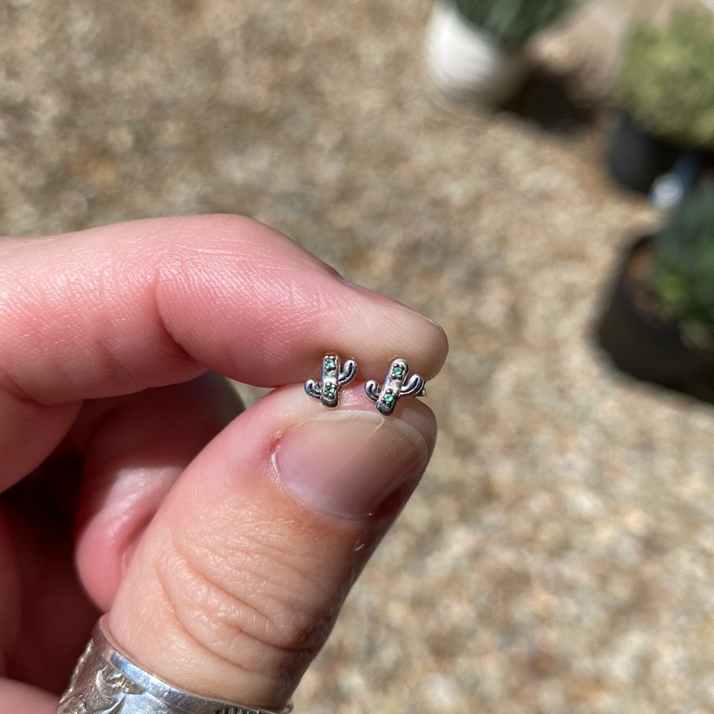 Sterling Silver Reeds Jewelry Saguaro Cactus Earrings.
